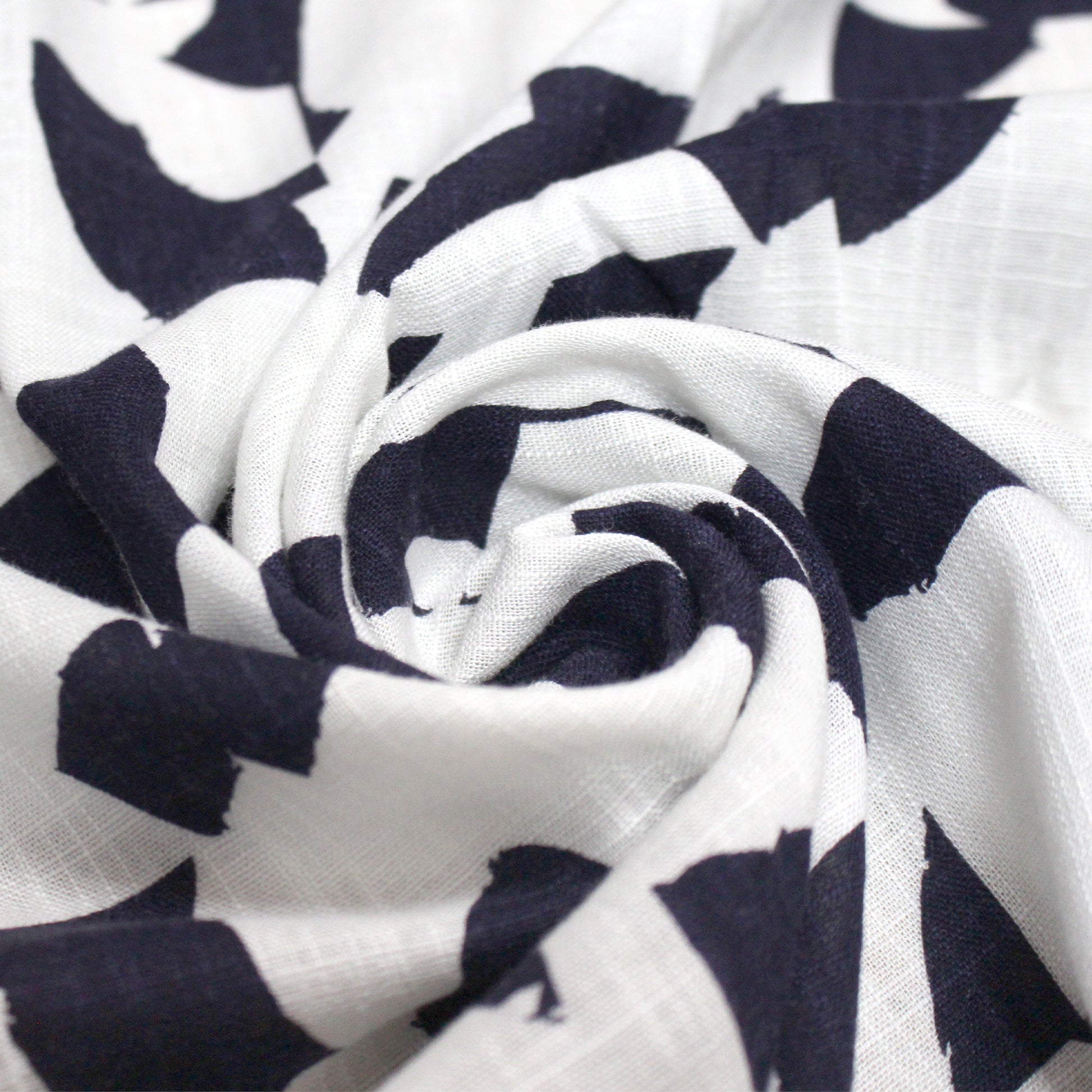 'abstract shapes' viscose/linen woven - midnight/white