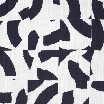 'abstract shapes' viscose/linen woven - midnight/white