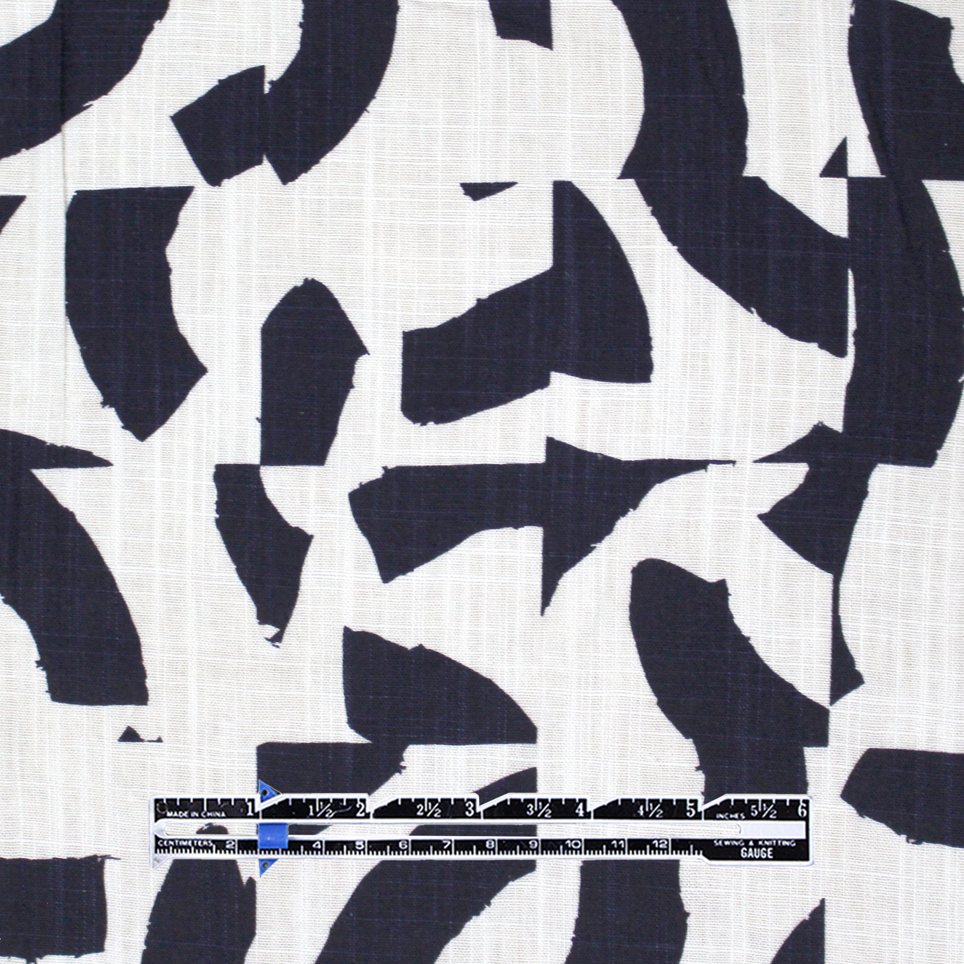 'abstract shapes' viscose/linen woven - midnight/white