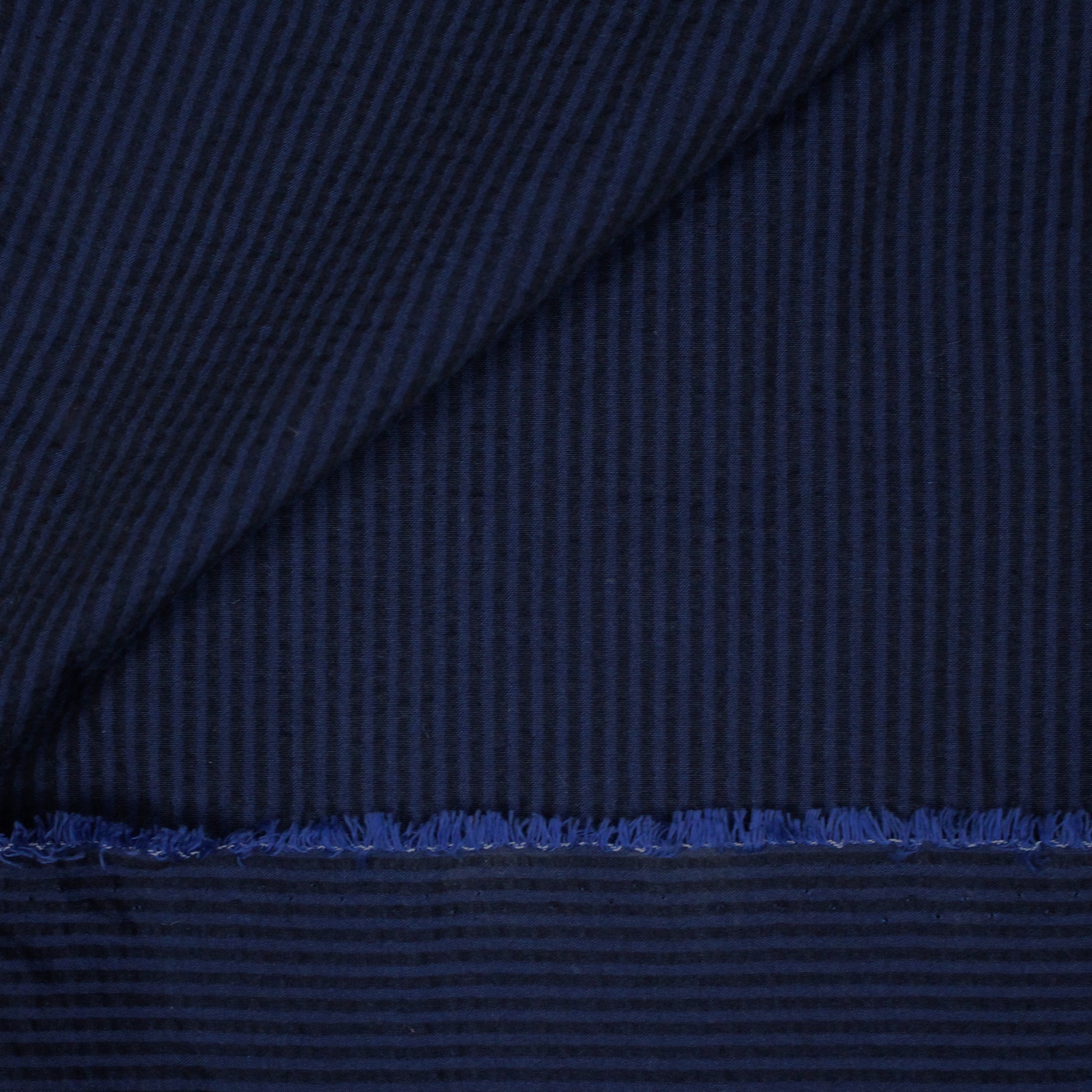 'midnight rider' striped cotton seersucker
