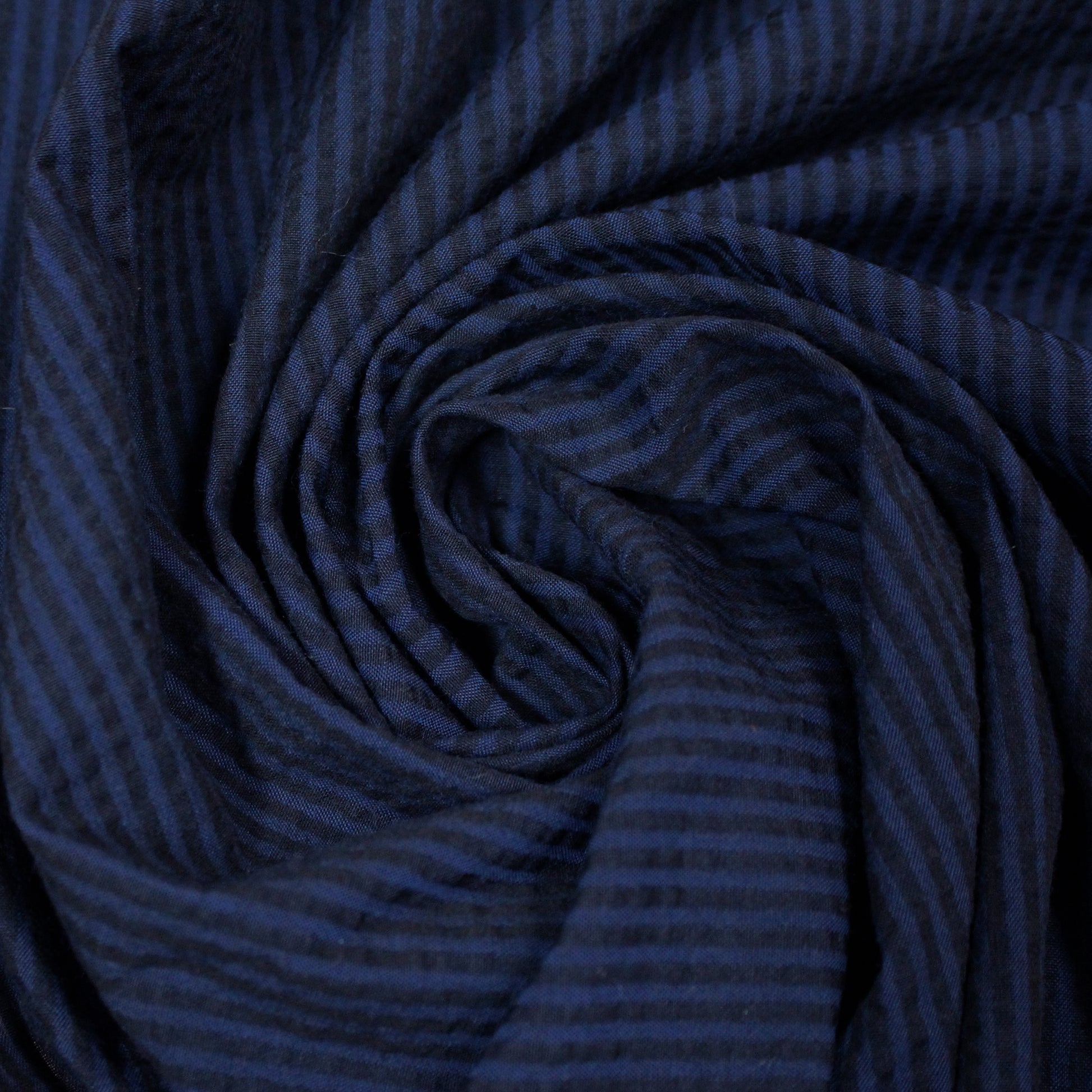 'midnight rider' striped cotton seersucker