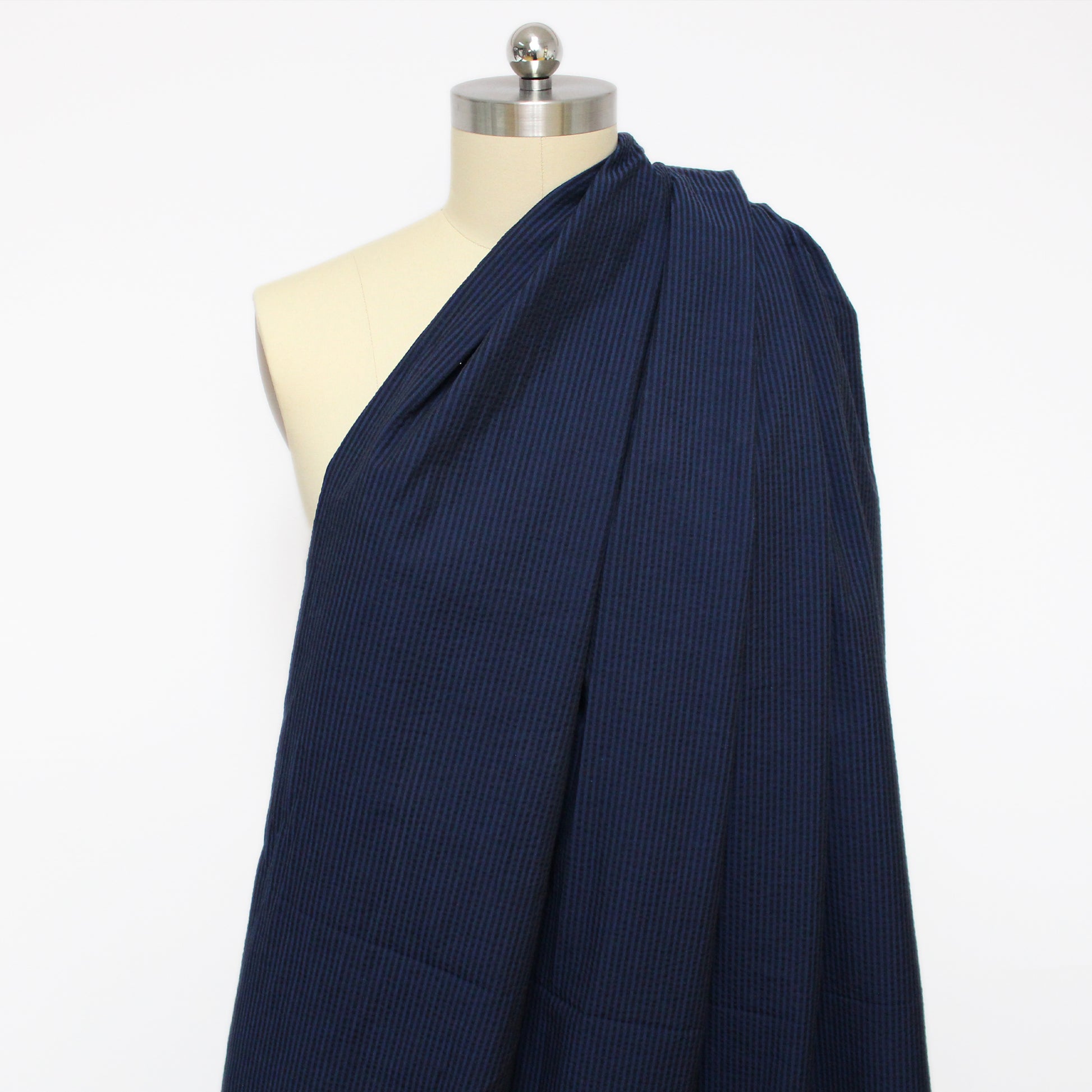 'midnight rider' striped cotton seersucker