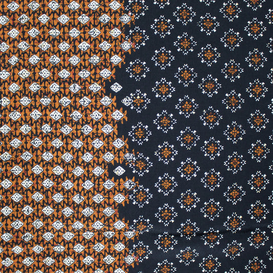 Italian 'boho medallion' viscose crepe border print