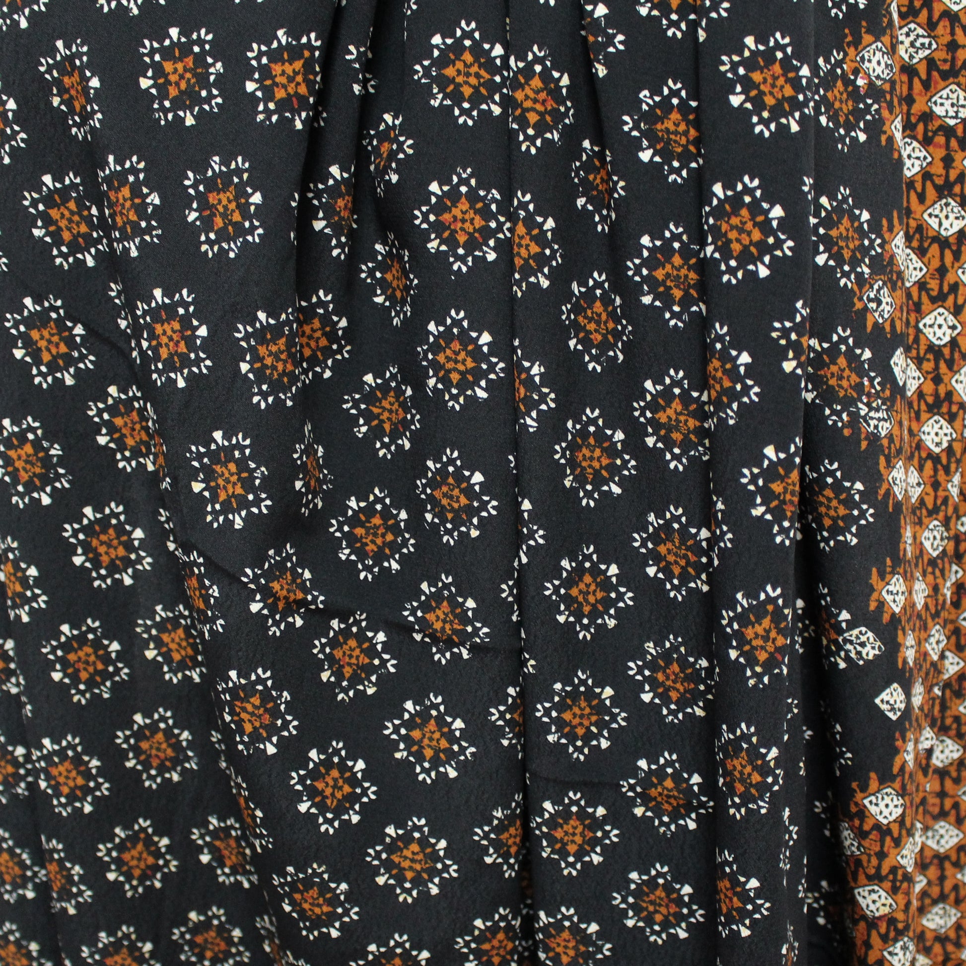 Italian 'boho medallion' viscose crepe border print