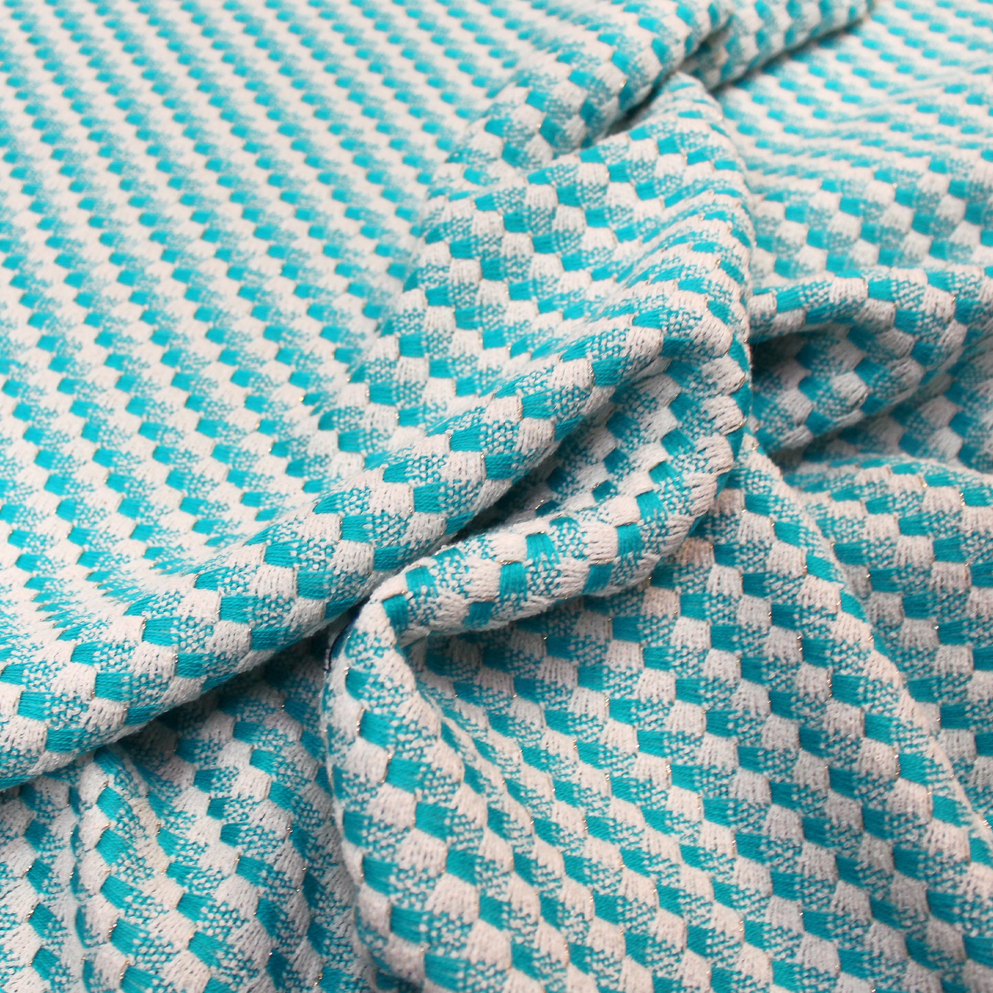 'seaside' cotton/wool blend novelty woven - blue/white/gold