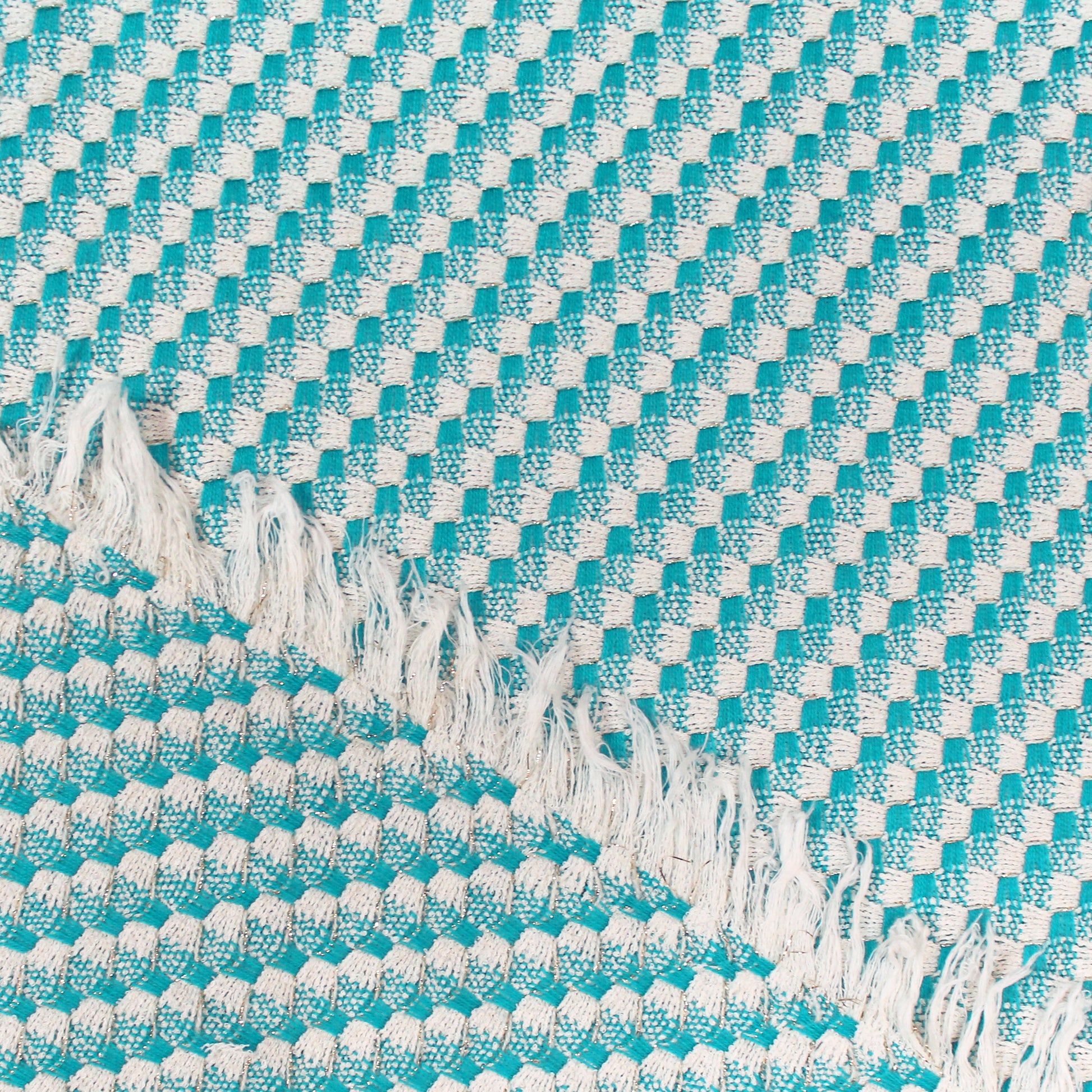 'seaside' cotton/wool blend novelty woven - blue/white/gold