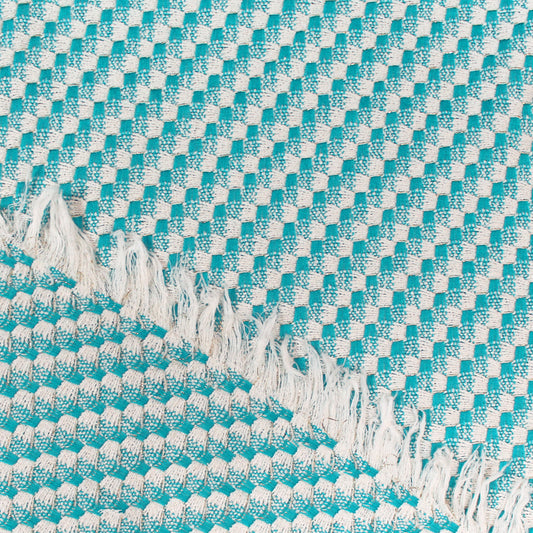 'seaside' cotton/wool blend novelty woven - blue/white/gold