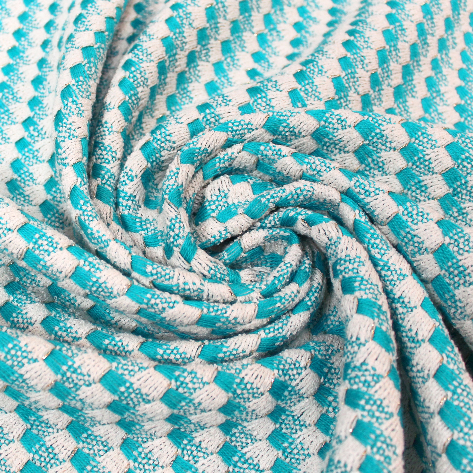'seaside' cotton/wool blend novelty woven - blue/white/gold