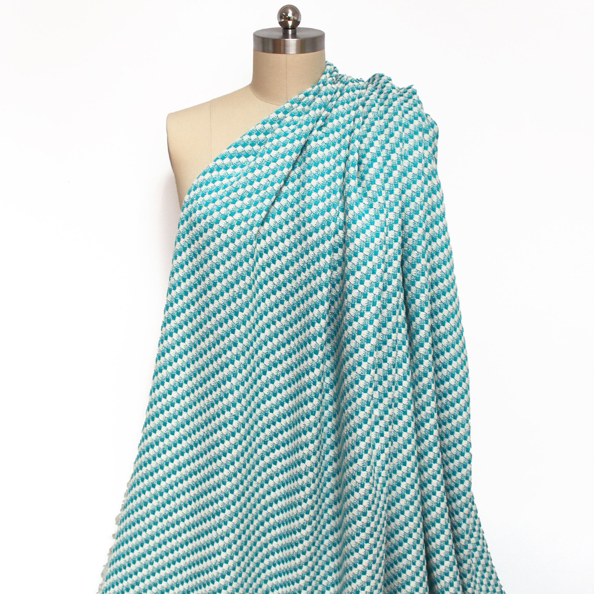 'seaside' cotton/wool blend novelty woven - blue/white/gold