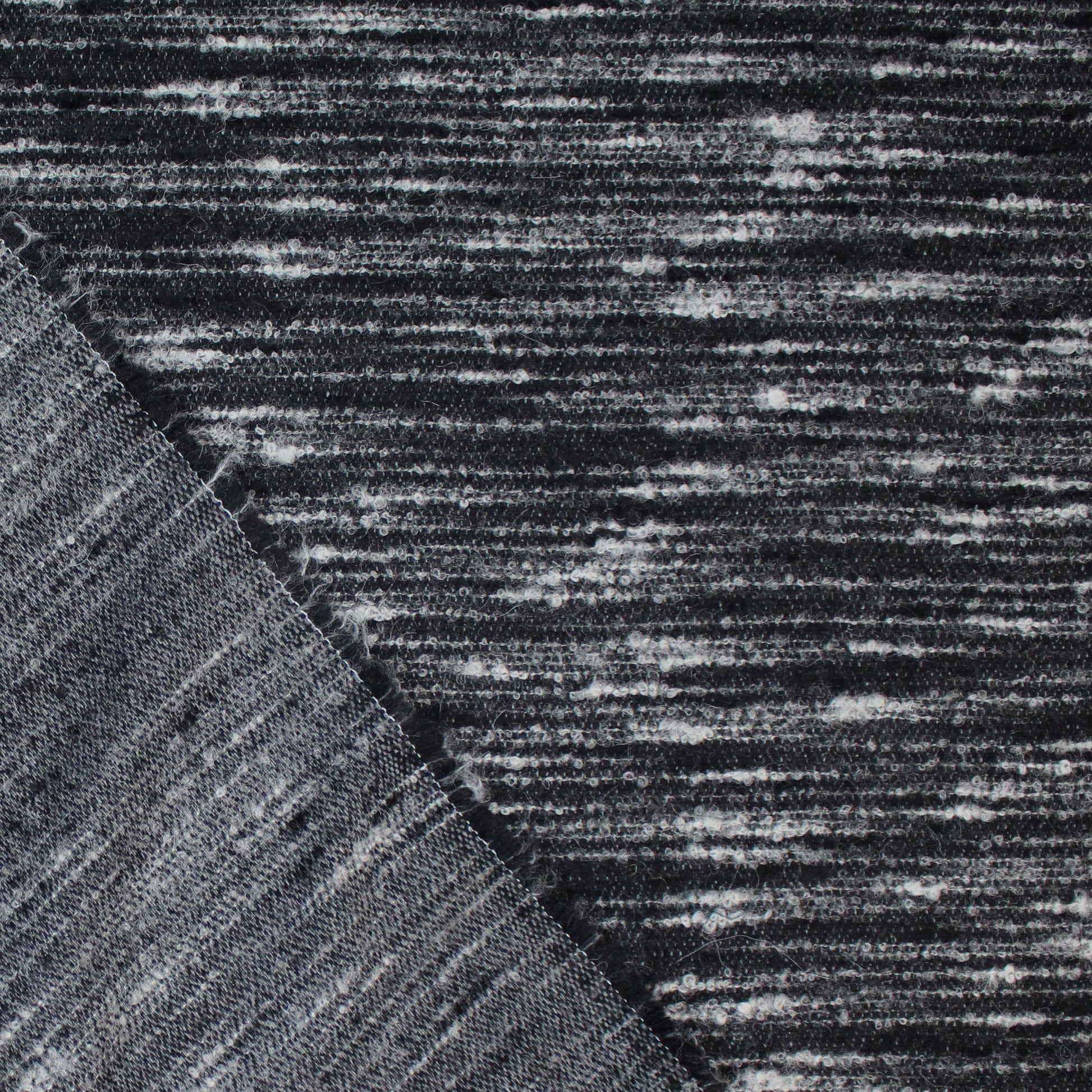 Italian black and white wool/mohair boucle woven