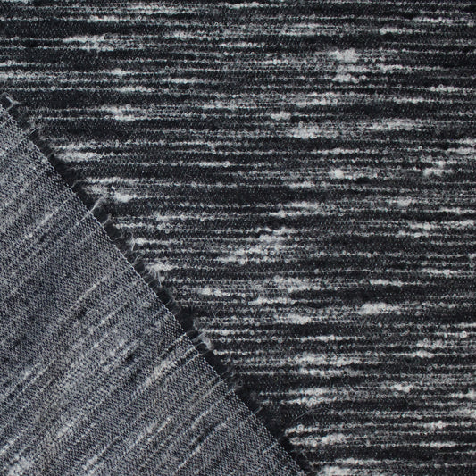 Italian black and white wool/mohair boucle woven