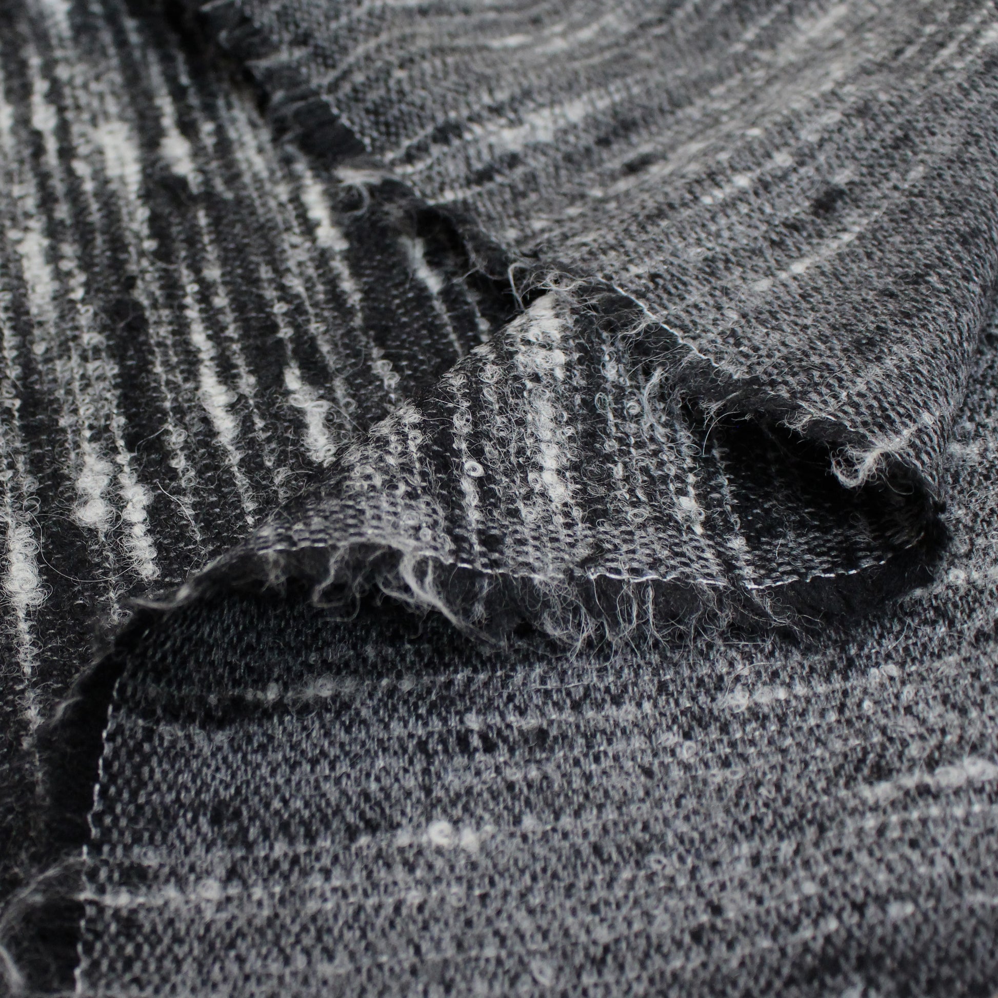 Italian black and white wool/mohair boucle woven