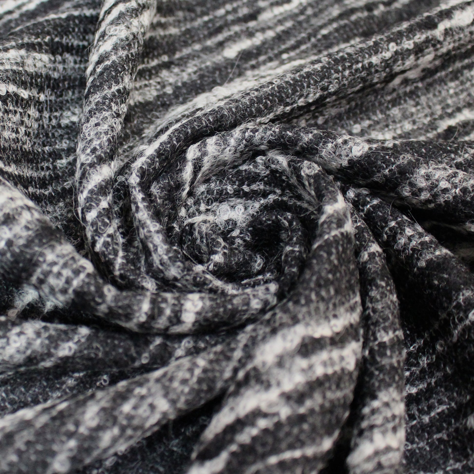 Italian black and white wool/mohair boucle woven