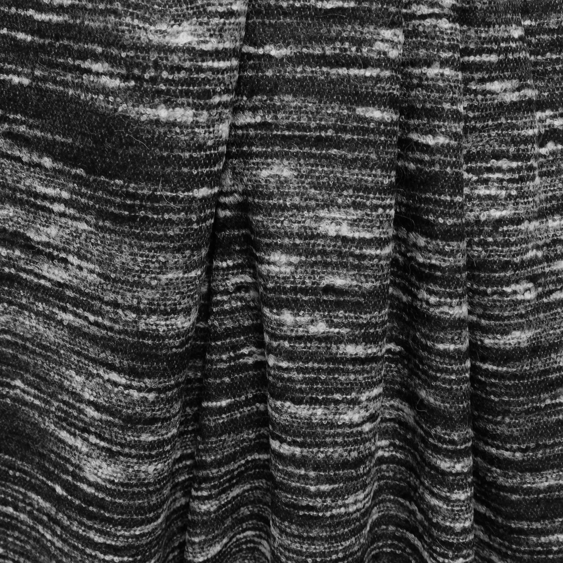 Italian black and white wool/mohair boucle woven