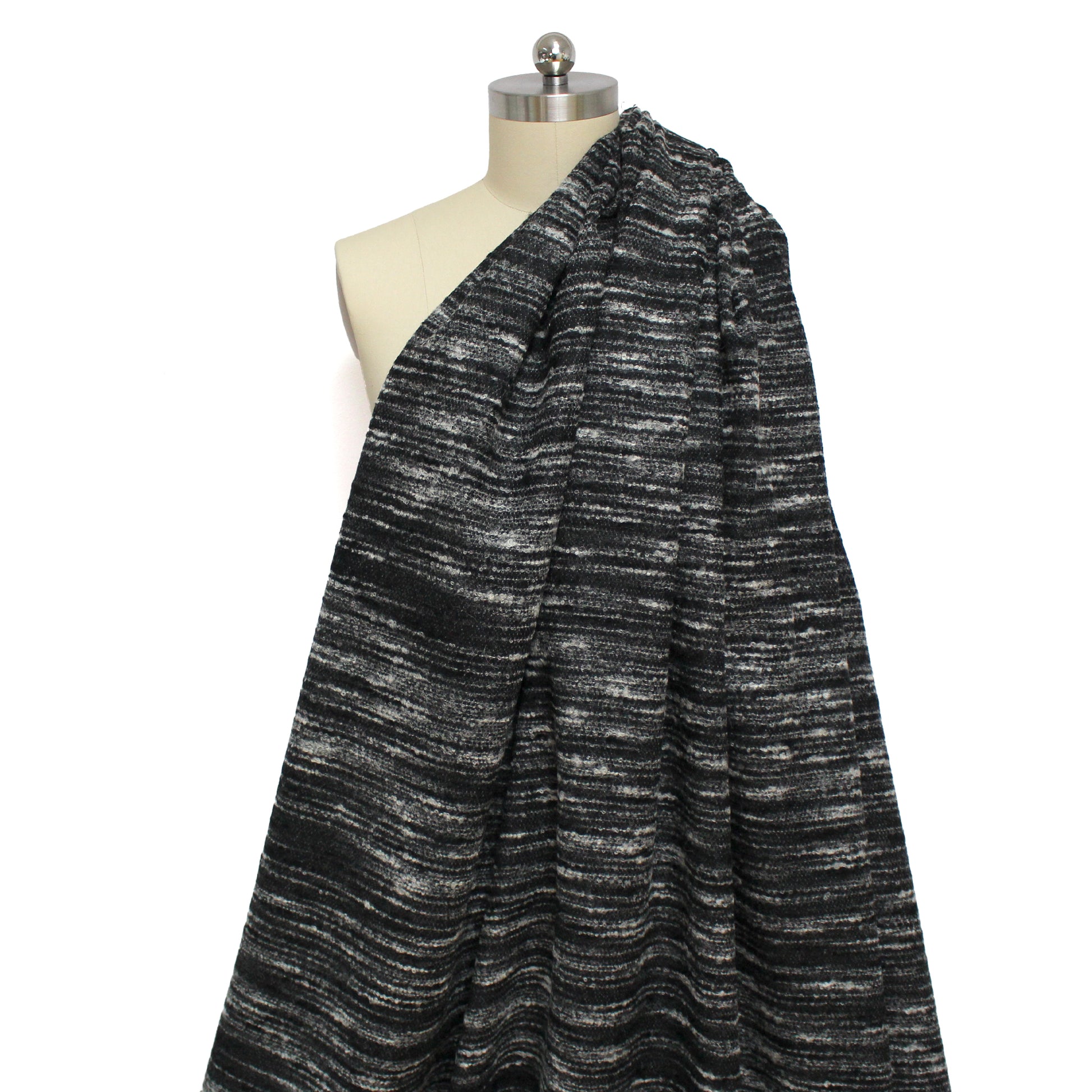 Italian black and white wool/mohair boucle woven