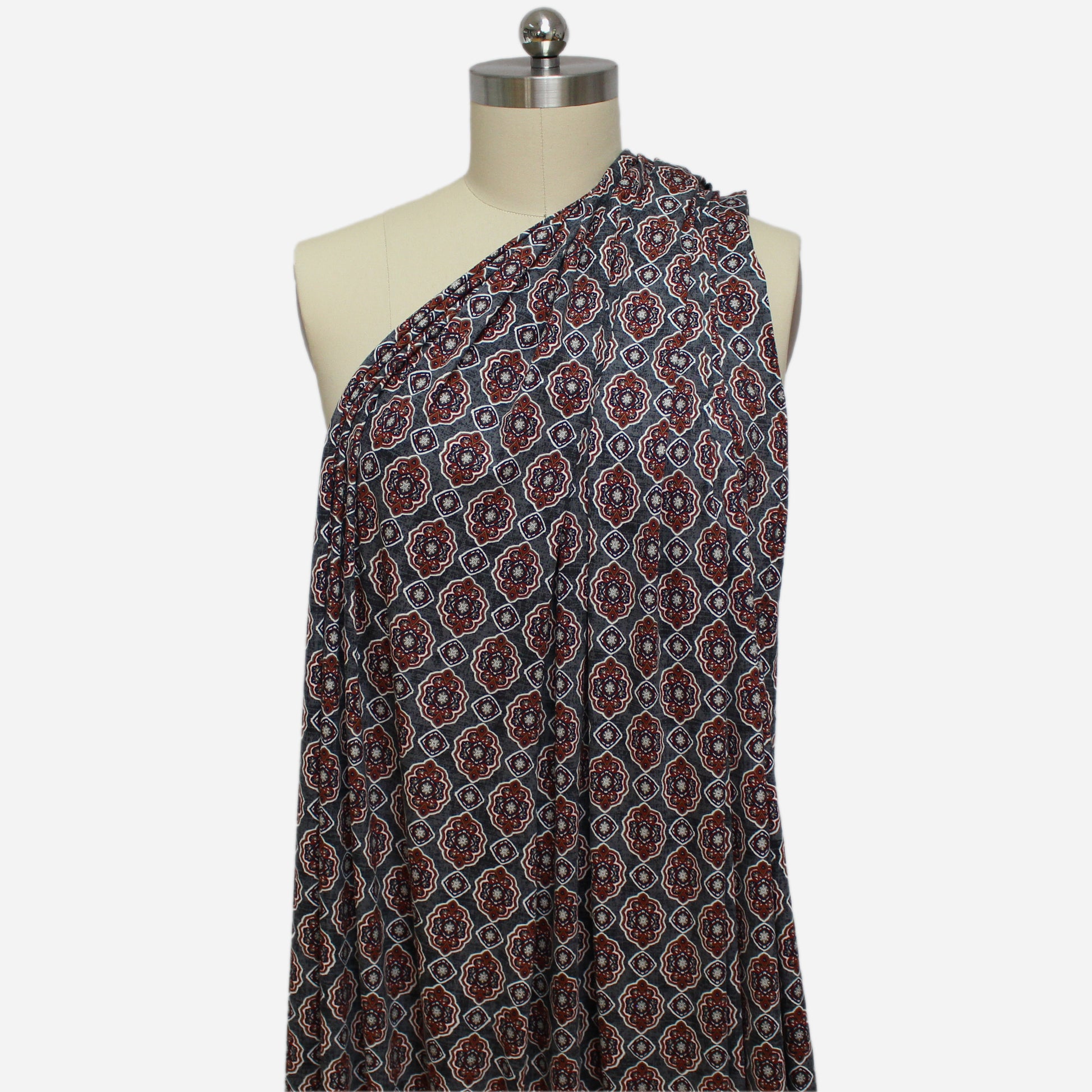 'bronze medallion' drapey viscose knit - gray