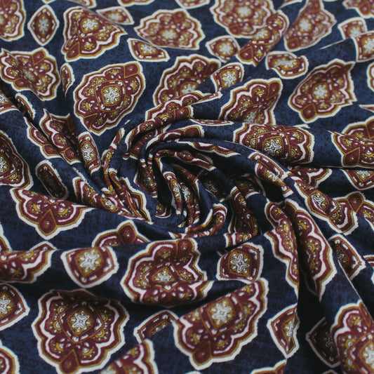 'bronze medallion' drapey viscose knit - navy