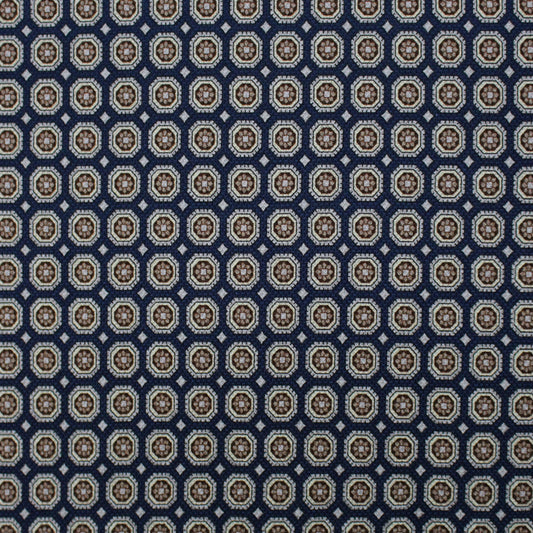 'mini medallion' stretch cotton pique - ocean/taupe