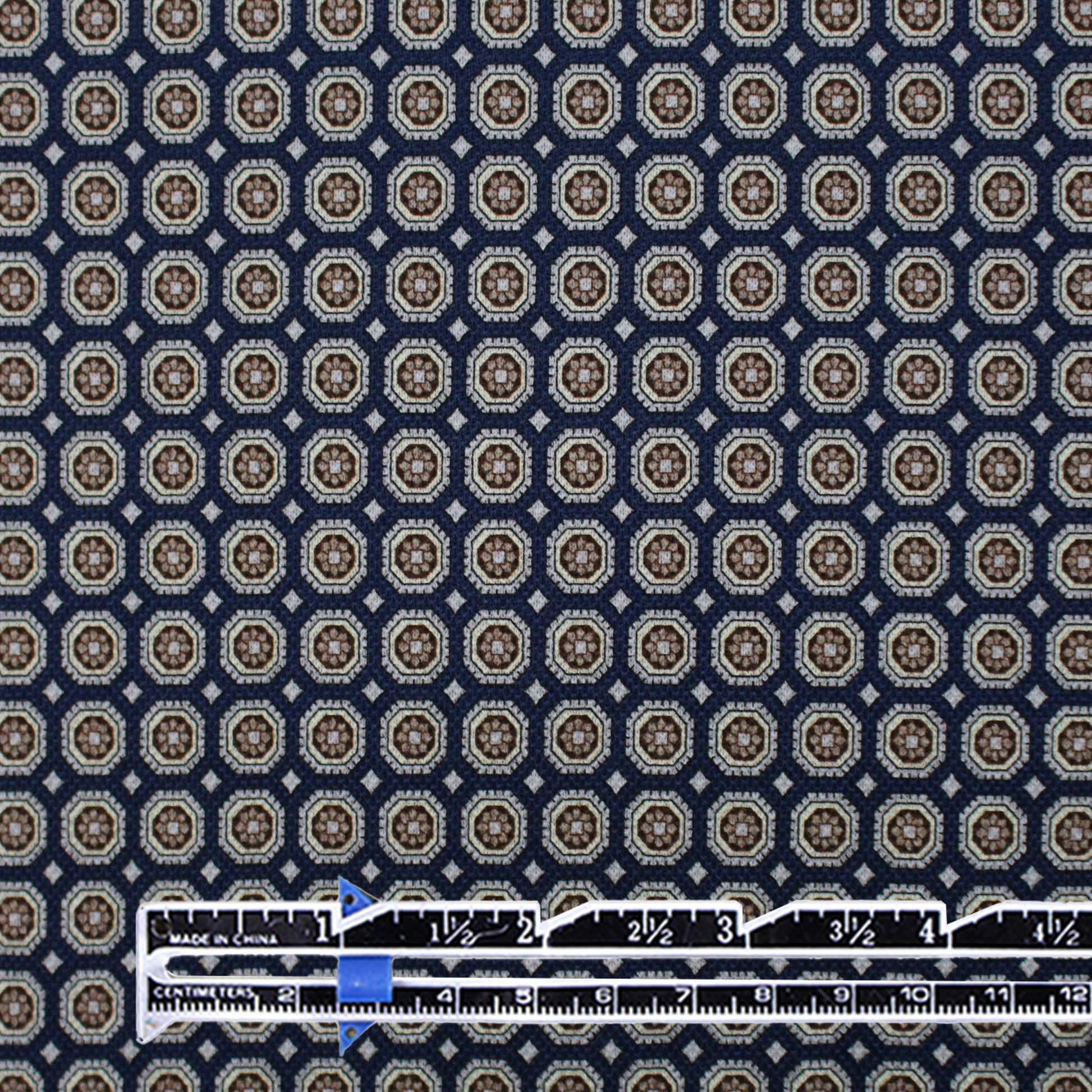 'mini medallion' stretch cotton pique - ocean/taupe