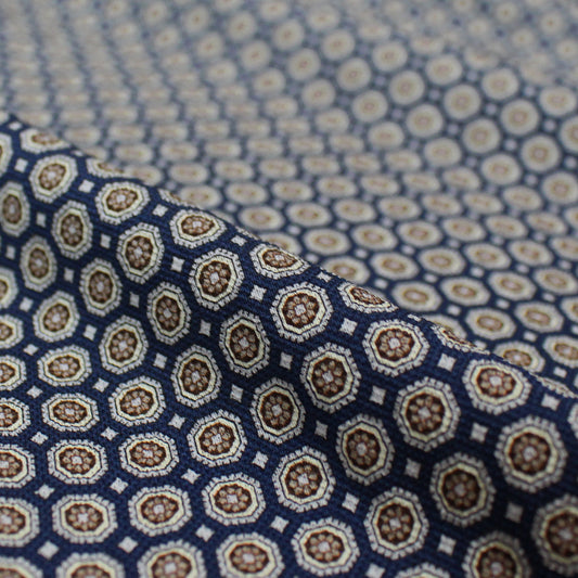'mini medallion' stretch cotton pique - ocean/taupe