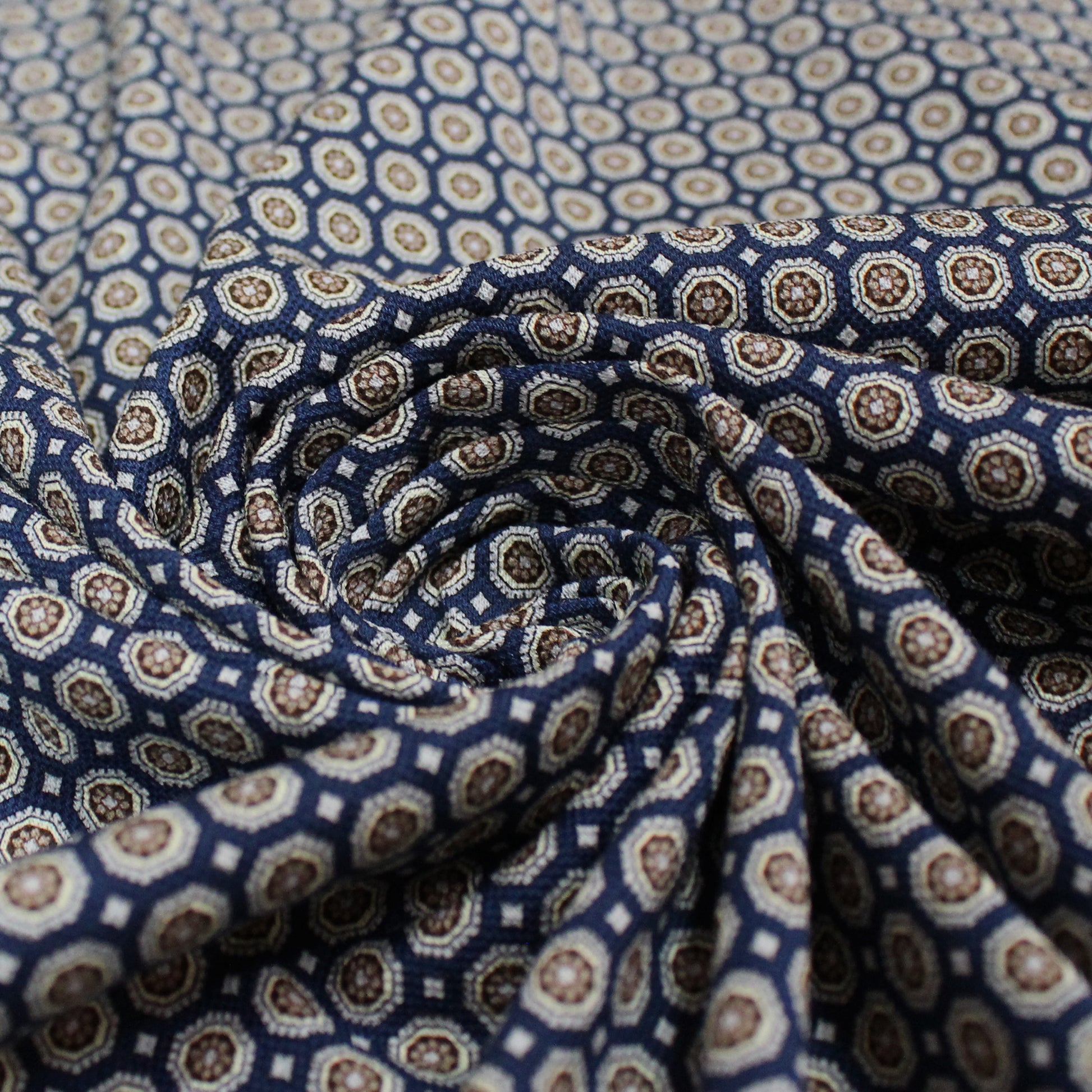 'mini medallion' stretch cotton pique - ocean/taupe