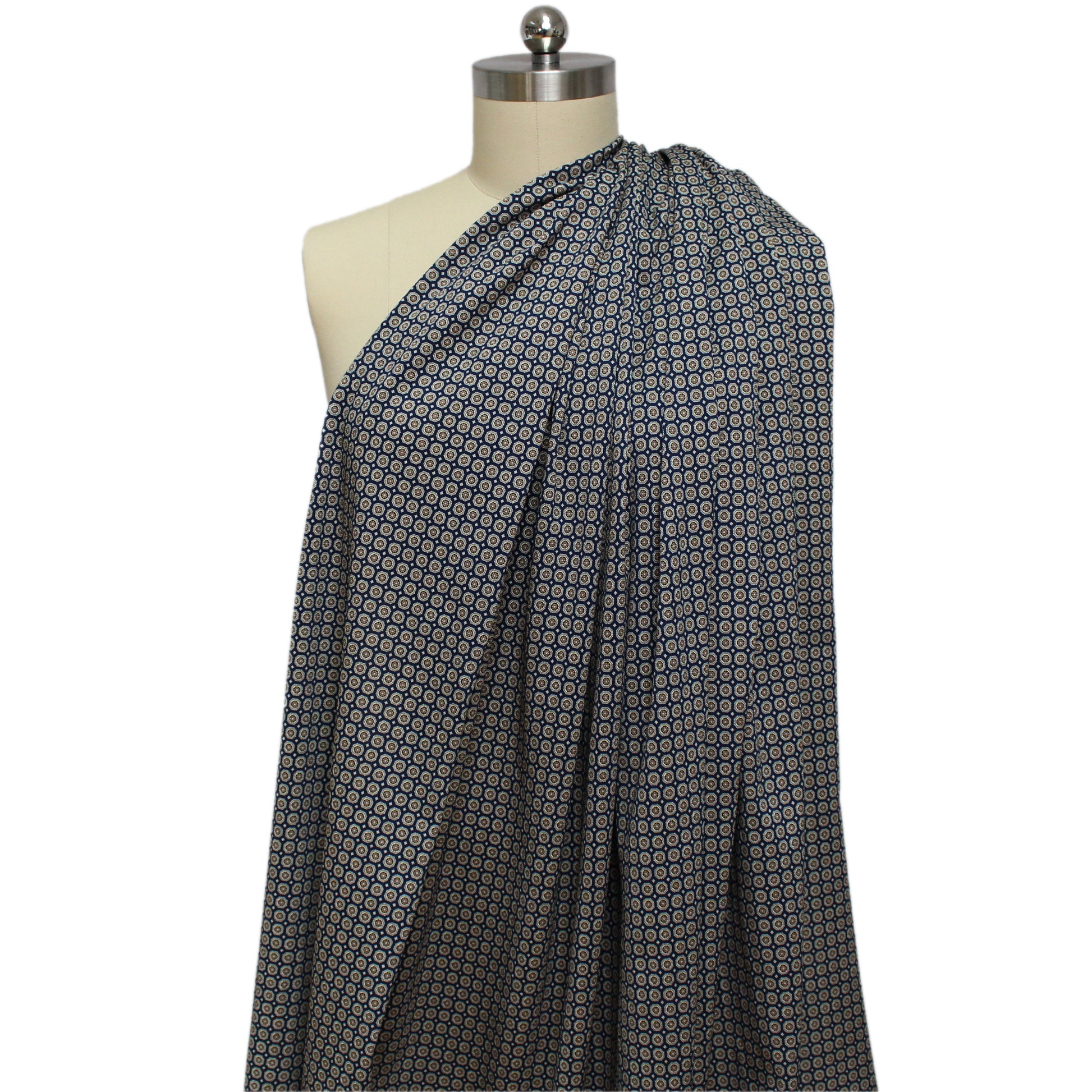 'mini medallion' stretch cotton pique - ocean/taupe