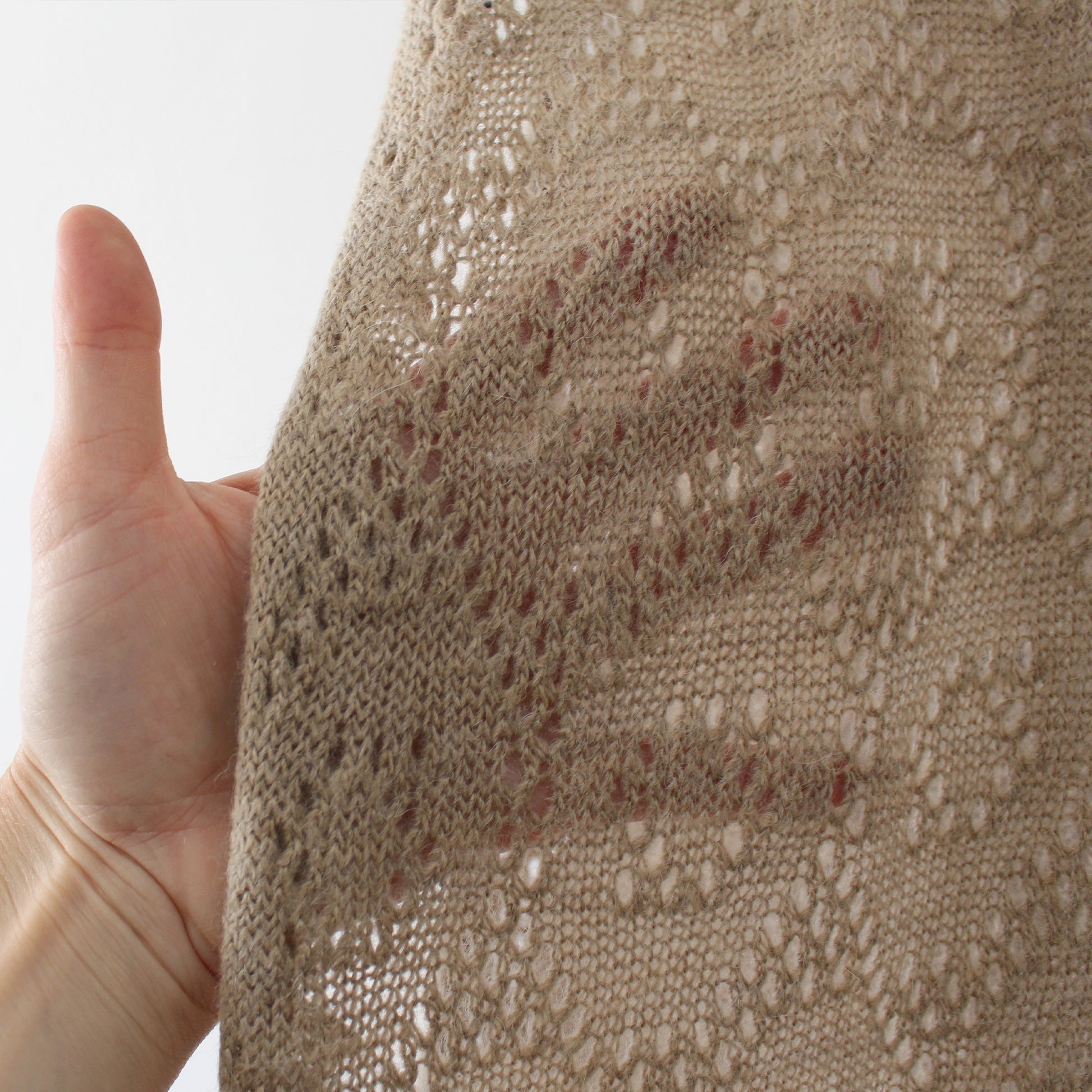 diamond pointelle luxury wool blend sweater knit - sesame