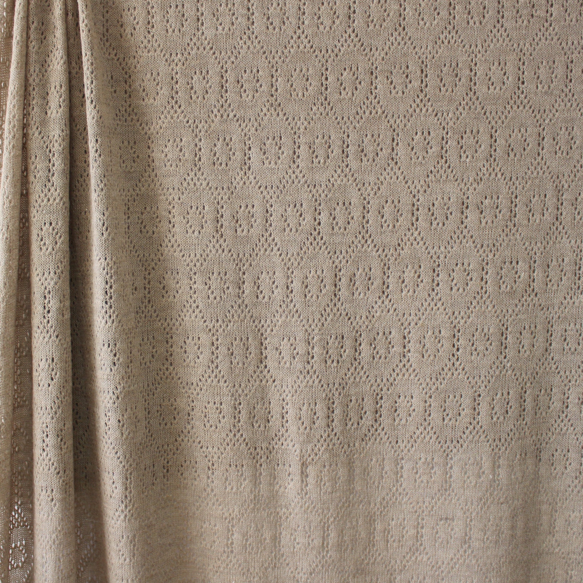 diamond pointelle luxury wool blend sweater knit - sesame