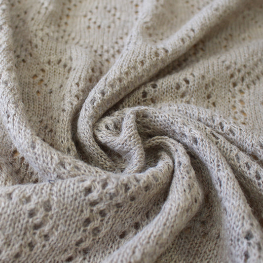 diamond pointelle luxury wool blend sweater knit - sesame