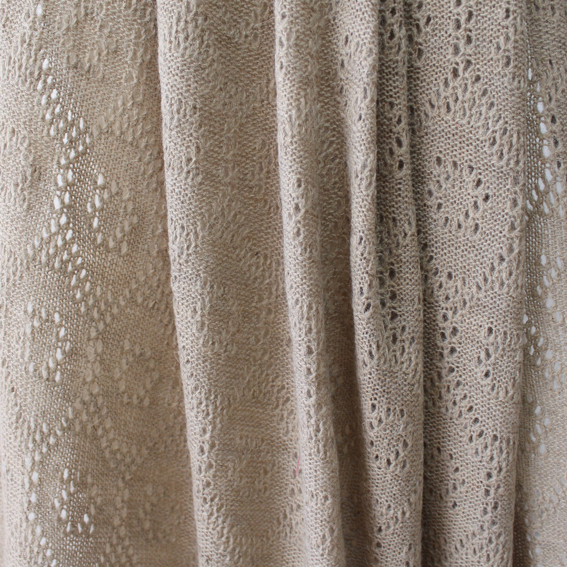 diamond pointelle luxury wool blend sweater knit - sesame