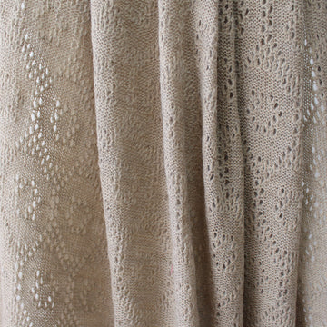 diamond pointelle luxury wool blend sweater knit - sesame