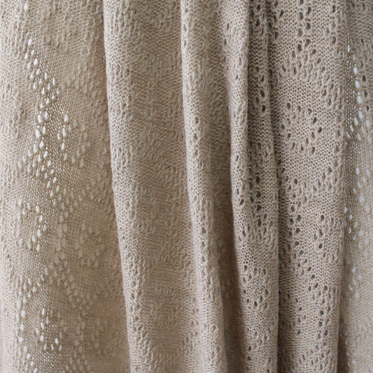 diamond pointelle luxury wool blend sweater knit - sesame