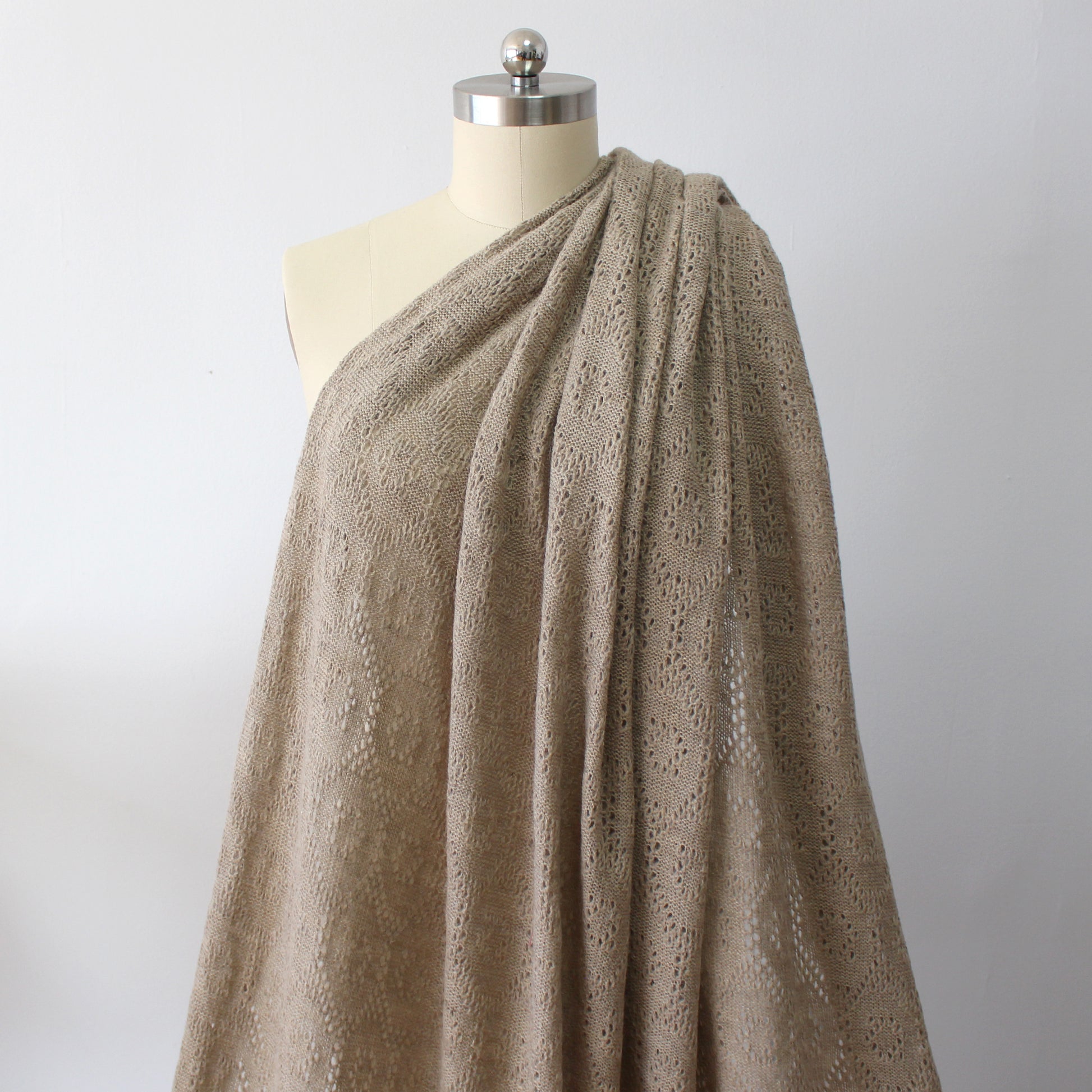 diamond pointelle luxury wool blend sweater knit - sesame