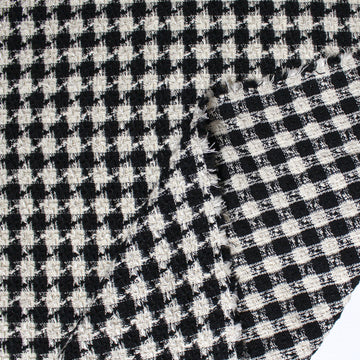 Italian viscose/cotton novelty weave suiting - black/pearl