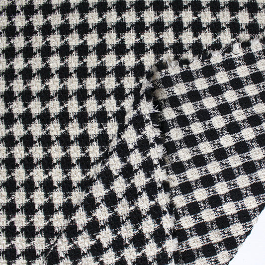 Italian viscose/cotton novelty weave suiting - black/pearl