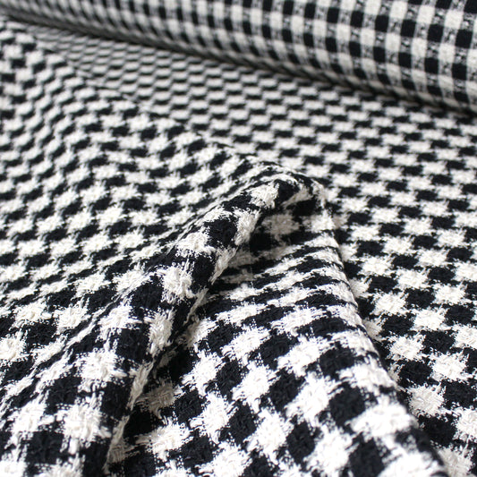Italian viscose/cotton novelty weave suiting - black/pearl