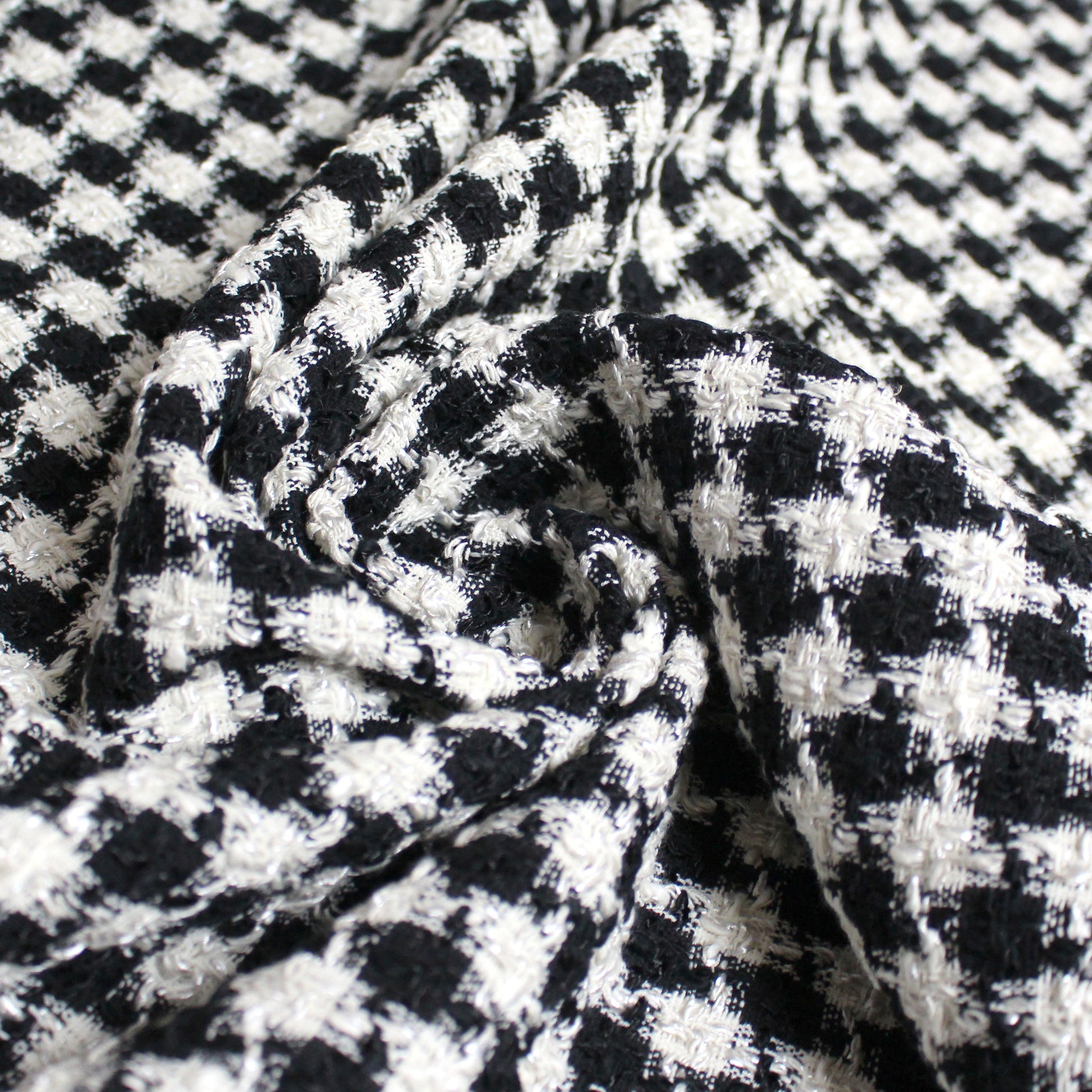 Italian viscose/cotton novelty weave suiting - black/pearl