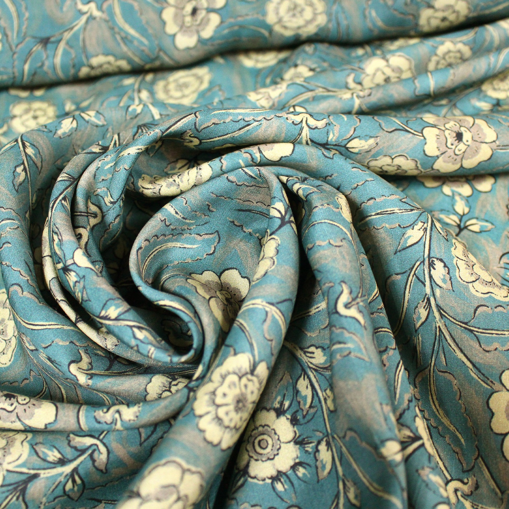 Italian 'teal nostalgia' viscose challis