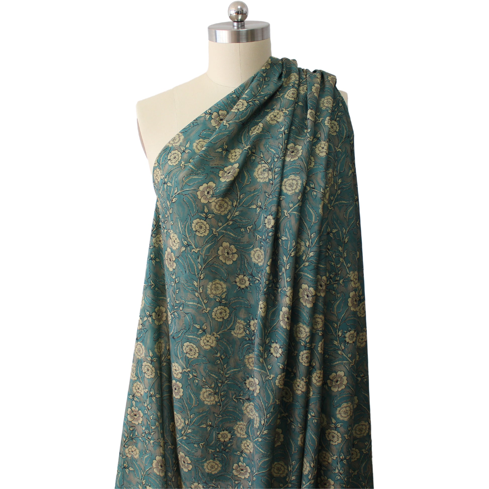 Italian 'teal nostalgia' viscose challis