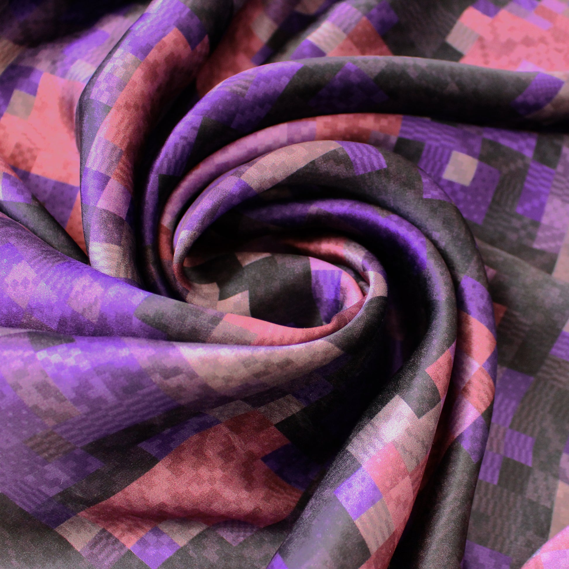 Italian 'cubist garden' 100% silk charmeuse - berry