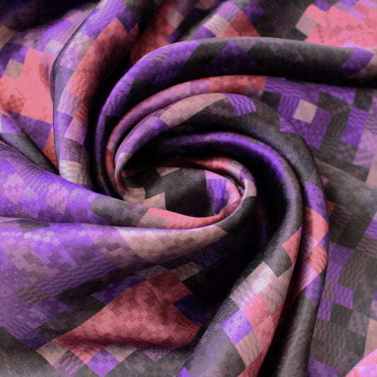 Italian 'cubist garden' 100% silk charmeuse - berry