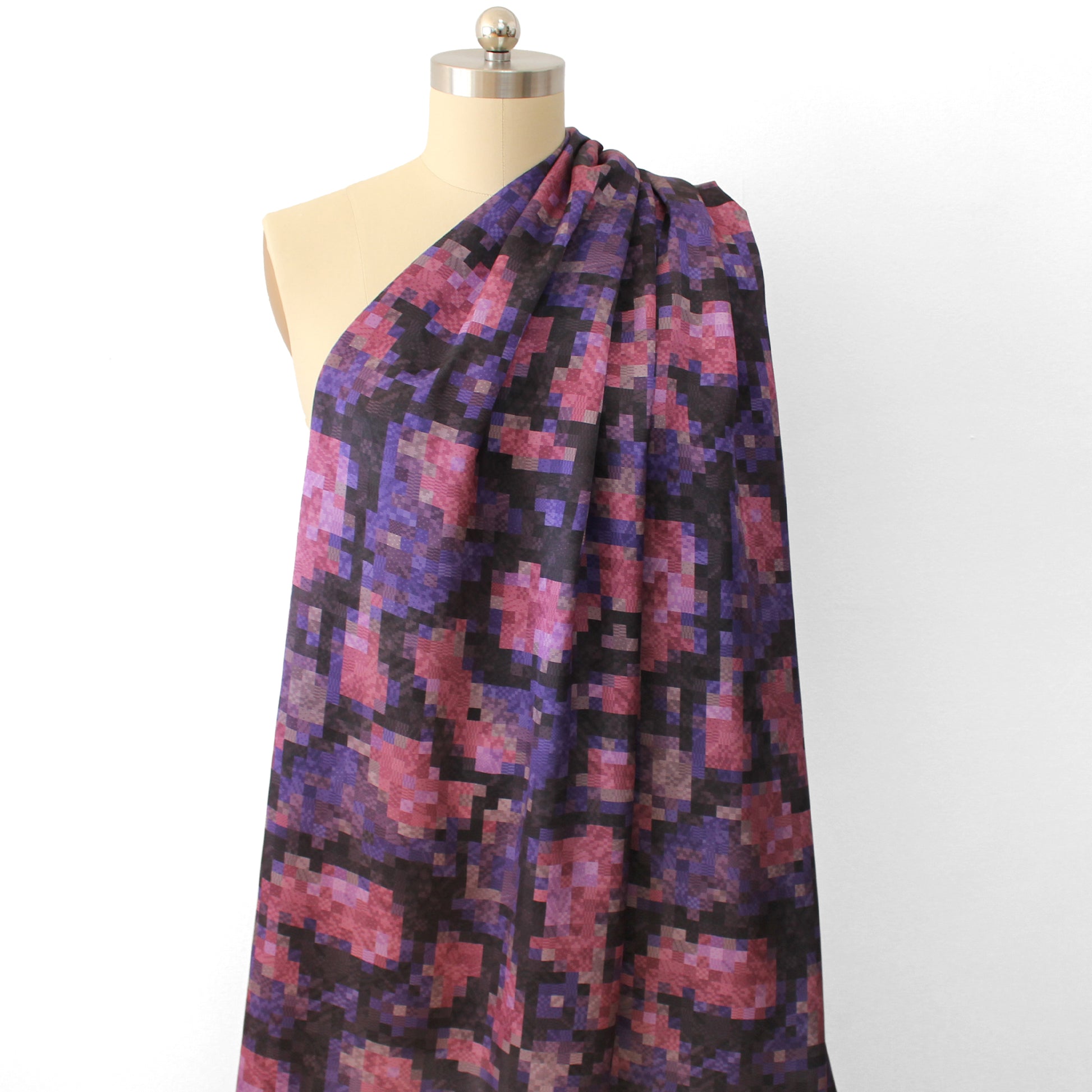 Italian 'cubist garden' 100% silk charmeuse - berry