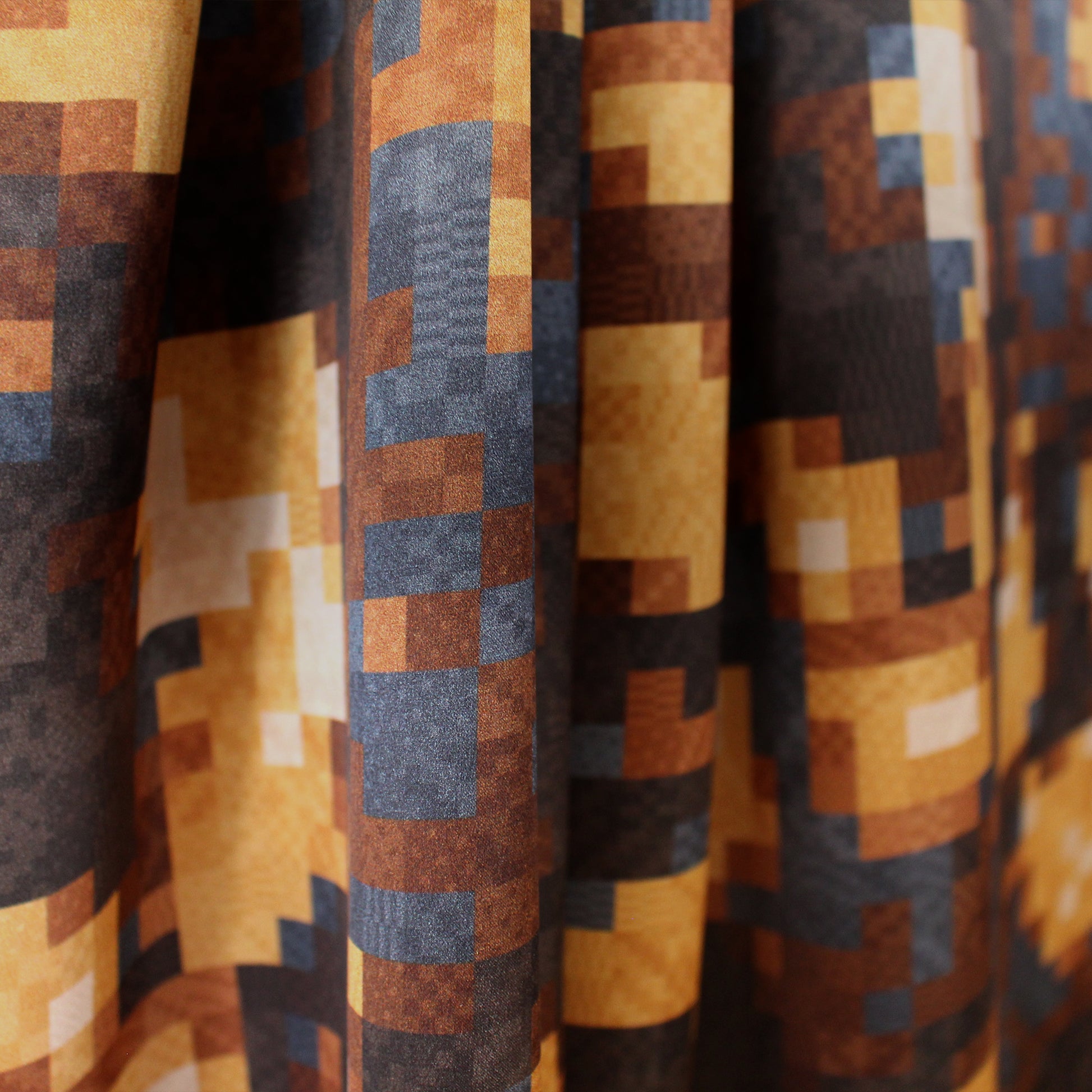 Italian 'cubist earth' silk charmeuse - chestnut