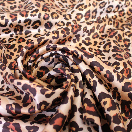 Italian leopard print 100% silk charmeuse
