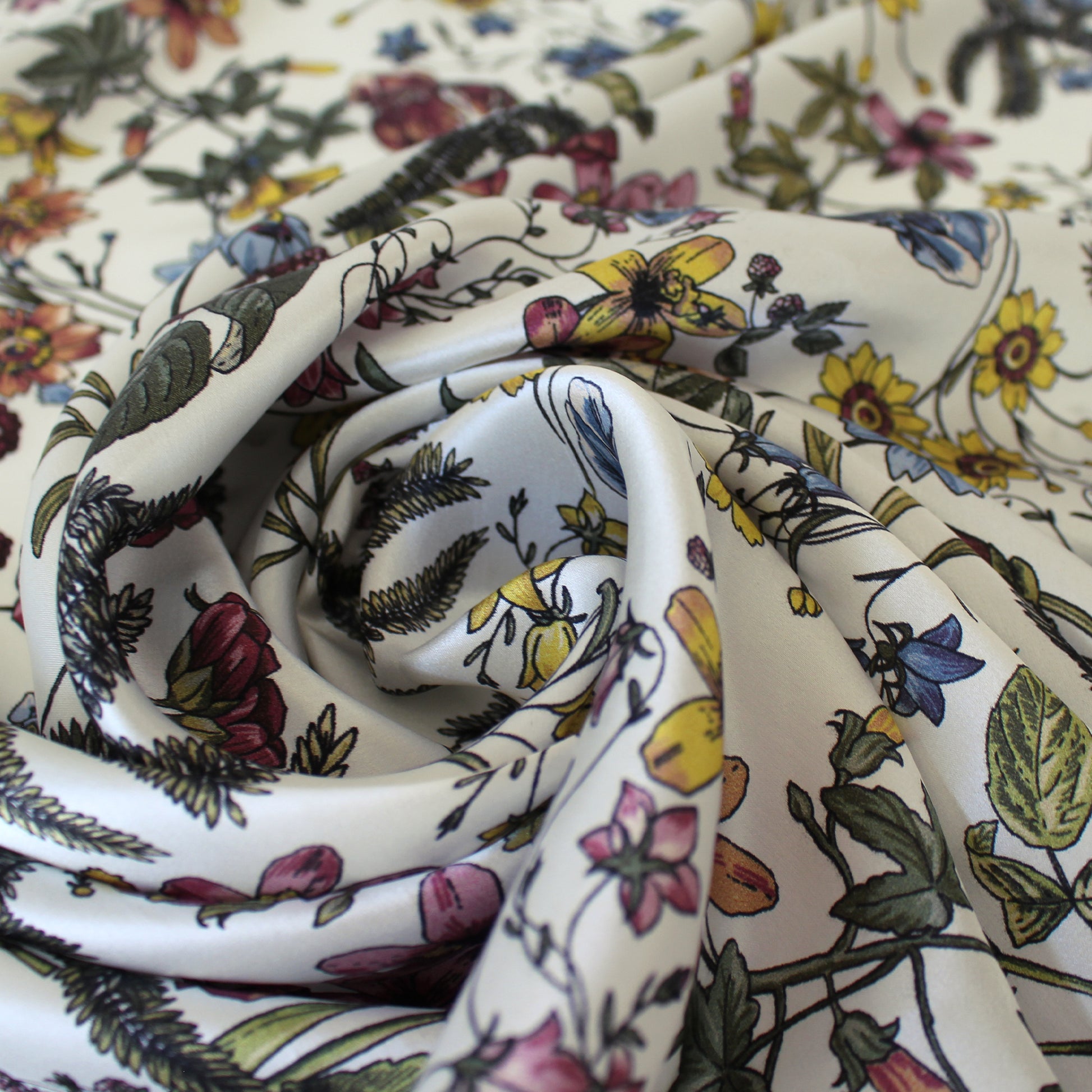 Italian 'champagne flora' silk charmeuse