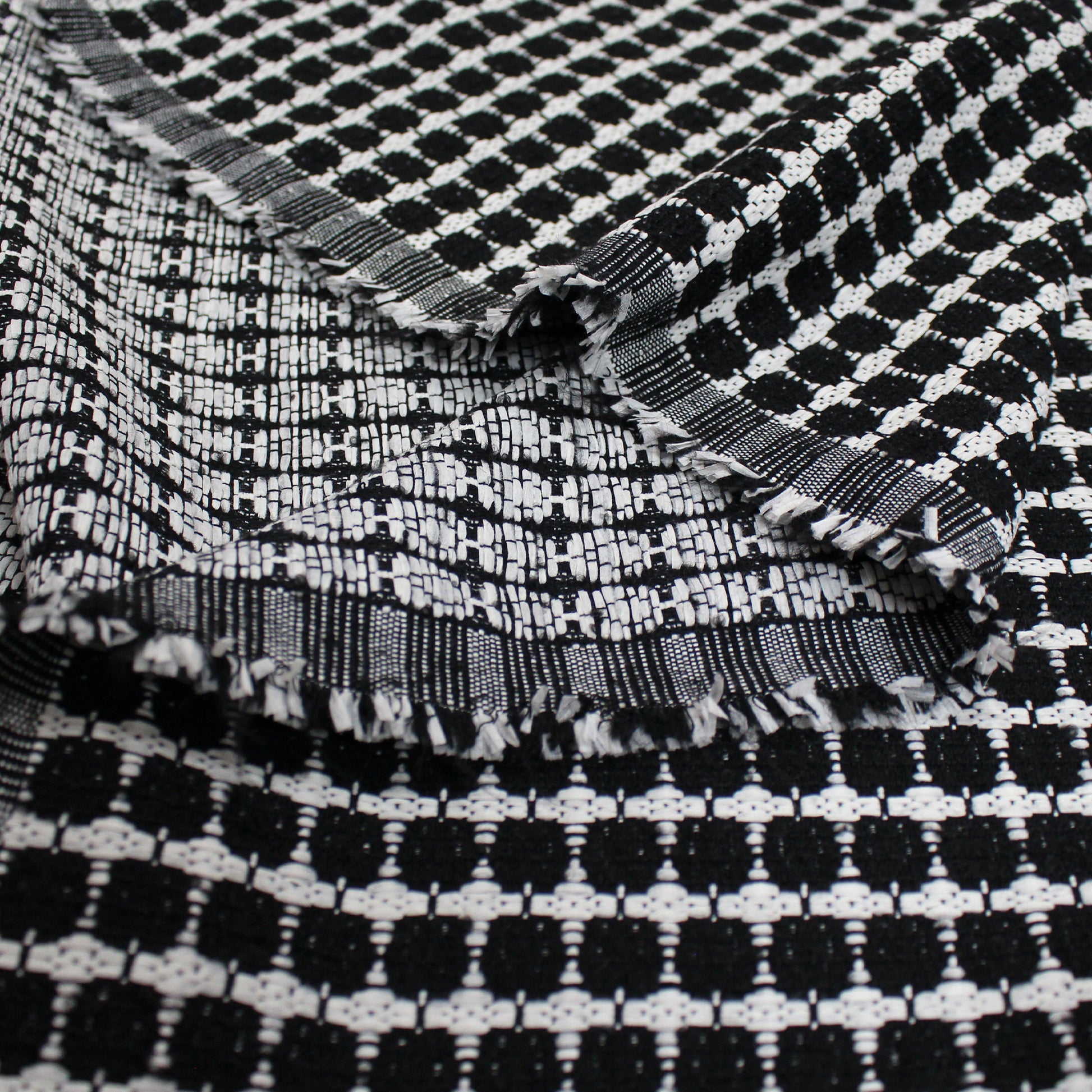 European 'black and white cookie' cotton/wool blend suiting