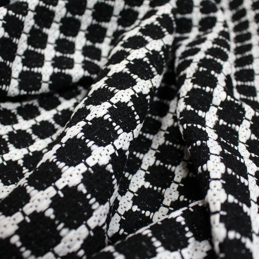 European 'black and white cookie' cotton/wool blend suiting