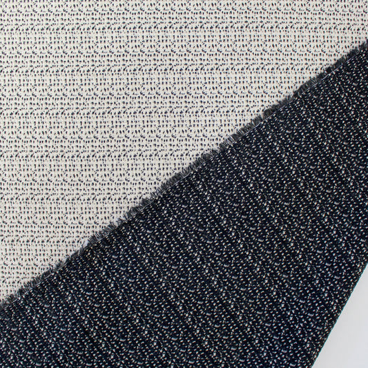 Italian reversible stretch cotton/viscose/wool suiting - vanilla/black