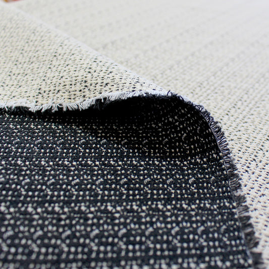 Italian reversible stretch cotton/viscose/wool suiting - vanilla/black