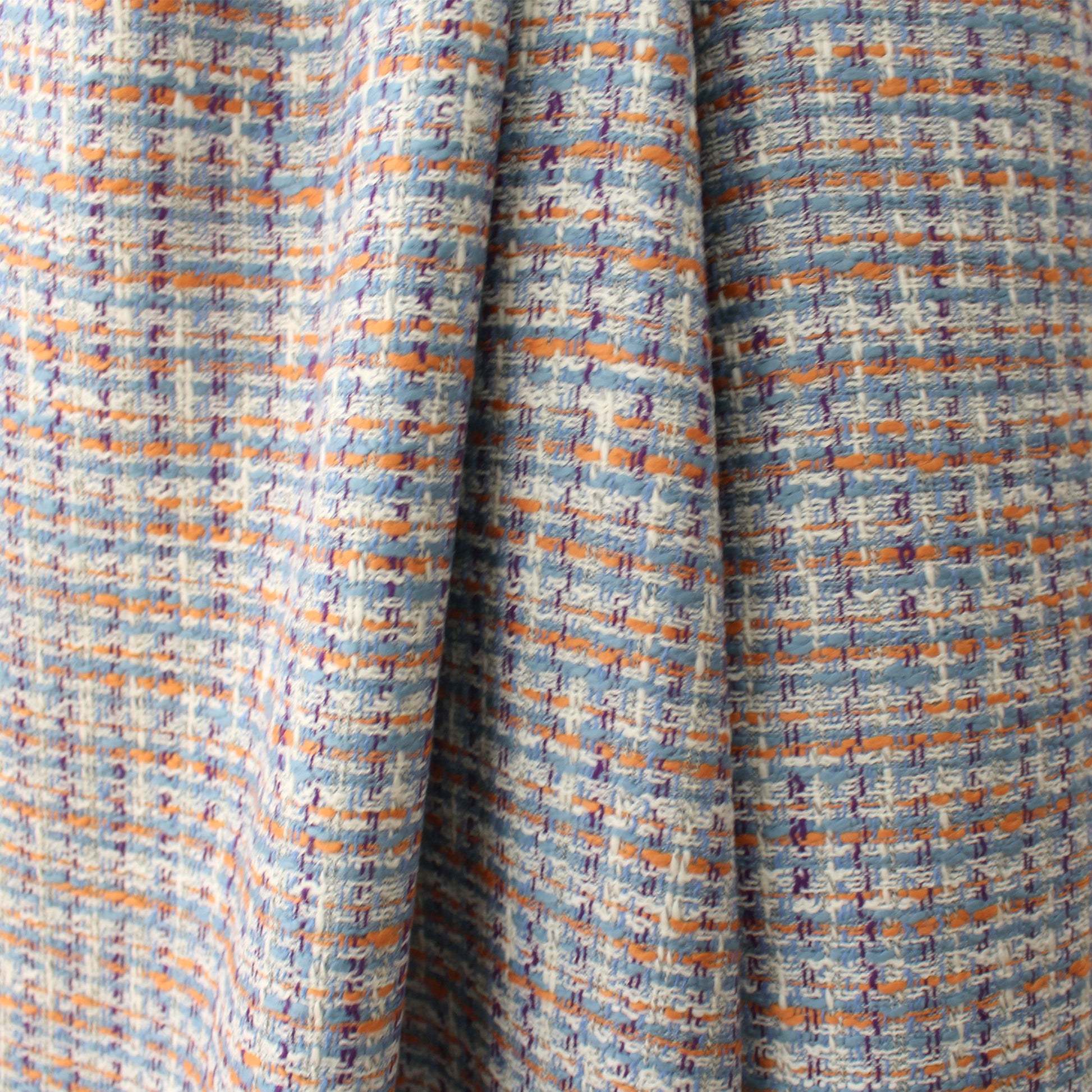 Chanel-style cotton tweedy suiting - Parisian blue